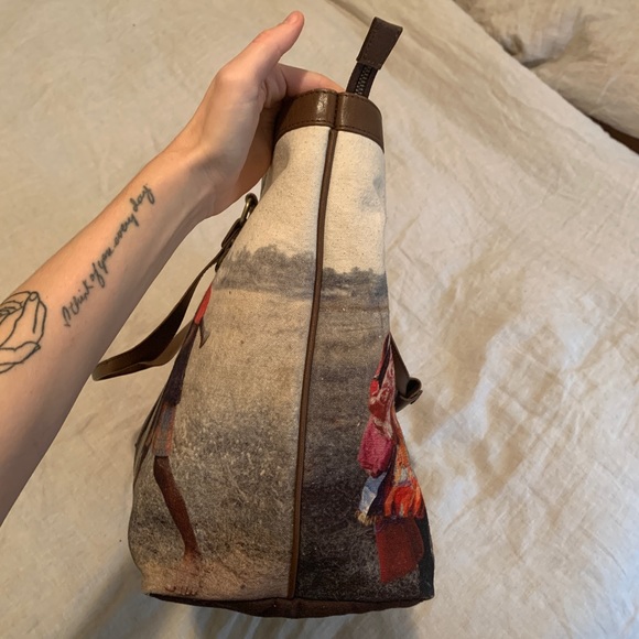 India photography tote bag with brown leather accents - Picture 3 of 16